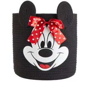 Disney Minnie Mouse Black Woven Rope Storage Organizer Basket